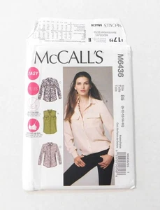 Camisa McCalls M6436 para mujer tallas B5 8-16 patrón de costura fácil sin cortar - Imagen 1 de 5