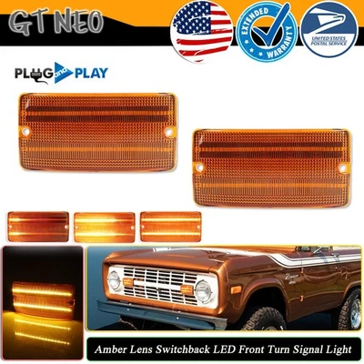Luces de señal de giro LED DRL ámbar dinámico para Ford Bronco 1969-1977 2 piezas Foto 1 de 4