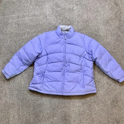 LL Bean Womens 2XL Puffer Goose Down Jacket Coat Light Purple Quilted Outdoor - Image 1 of 4