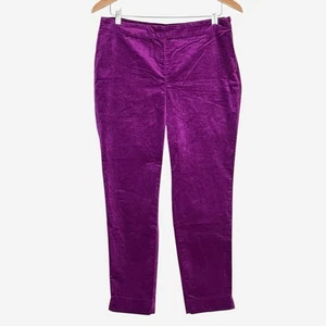 J Jill Pants Womens 10 Velveteen Stretch Slim Leg Ankle Pants Sugarbeet Purple - Picture 1 of 11