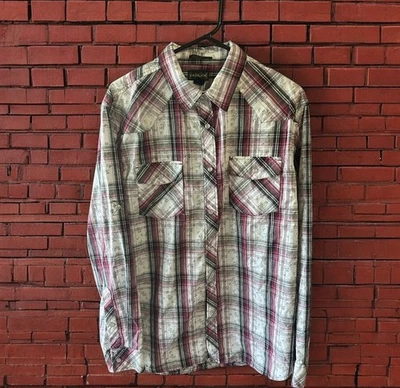 Men's Helix Athletic Fit Floral Plaid Long Sleeve Pearl Snap Western Shirt L - Image 1 of 4