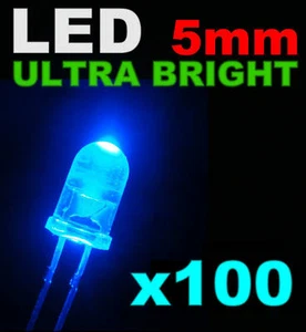 421# LED bleu ultra lumineuse 5mm 100pcs + résistance - Imagen 1 de 1