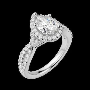 14k pear cut diamond engagement ring solitaire ring gold lab created band - Picture 1 of 9
