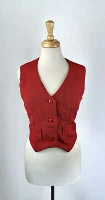 Chaleco de Lana Rojo Recortado Preppy Academia Y2K Punk Gótico Grunge Steampunk Trabajo Escuela Foto 1 de 4