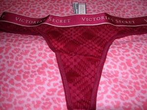 Victoria's Secret Sexy Band Thong Pantie Elegant Velvet Claret Festive Plaid NWT - Picture 1 of 3