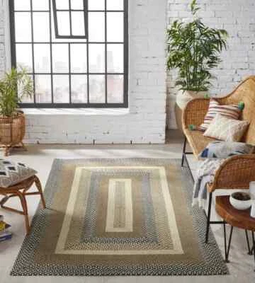 Harbor Braided Area Rug By IHF Rugs. Oval & Rectangle. Many Sizes. Red, Beige - Image 1 of 4