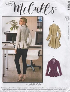 McCalls Sewing Pattern 7513 Jacket Fitted with Peplum Pleats Size 14 - 22 New - Picture 1 of 13
