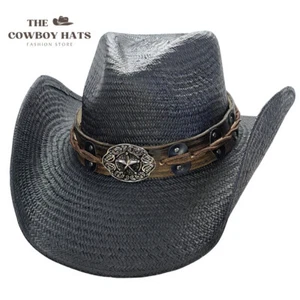 PISTOLERO BLACK - Black Shapeable Straw Cowboy Hat - Picture 1 of 1