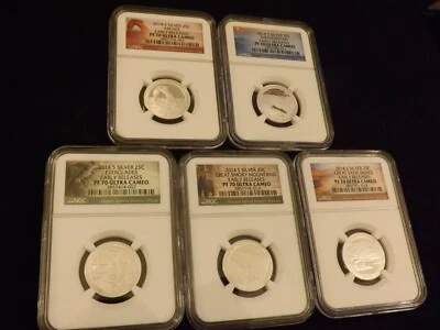 2014-S   Quarters   SILVER     5 Coin Set       NGC PF 70 - Image 1 of 2