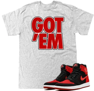 Camiseta GOT EM Flyknit a juego con Air Js RETRO 1 Flyknit RED BRED Zapatos - Imagen 1 de 3