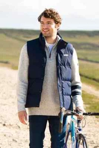 BRAKEBURN Classic Navy Puffer Gilet Navy Zip and Poppers Pocketed MENS LARGE - Picture 1 of 6