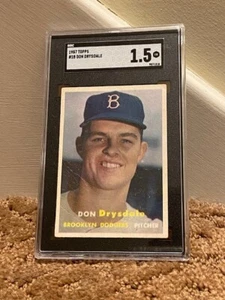 1957 Topps Don Drysdale SGC 1.5 #18 Rookie RC Card AWESOME Presentation - Picture 1 of 2
