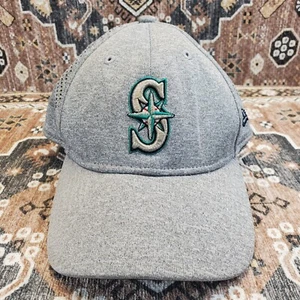 Seattle Mariners New Era 39Thirty Gray Hat MLB Stretch Fit Size S/M Breathable - Picture 1 of 12