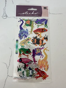 Sticko Autocollant Froggies ~ 12 PC Green Red Yellow Purple Scrapbooking Crafts - Picture 1 of 5