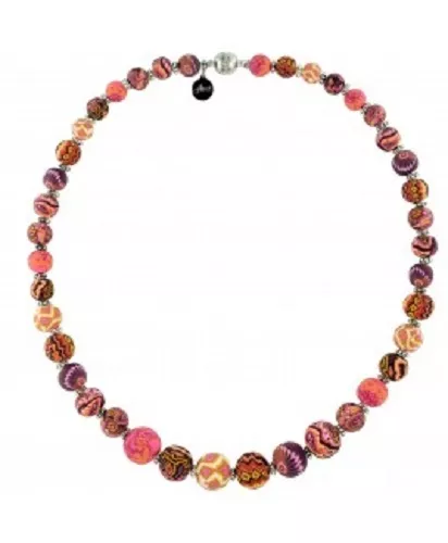 NUEVO JILZARAH Cuentas de Arcilla Graduadas PUESTA DE SOL Marrón Naranja Collar Largo Magnético Foto 1 de 1