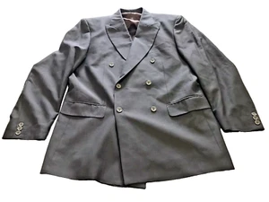 Studio Milano Size 42 100% Wool Men Double Breasted Blazer Pinstriped Gray - Picture 1 of 11