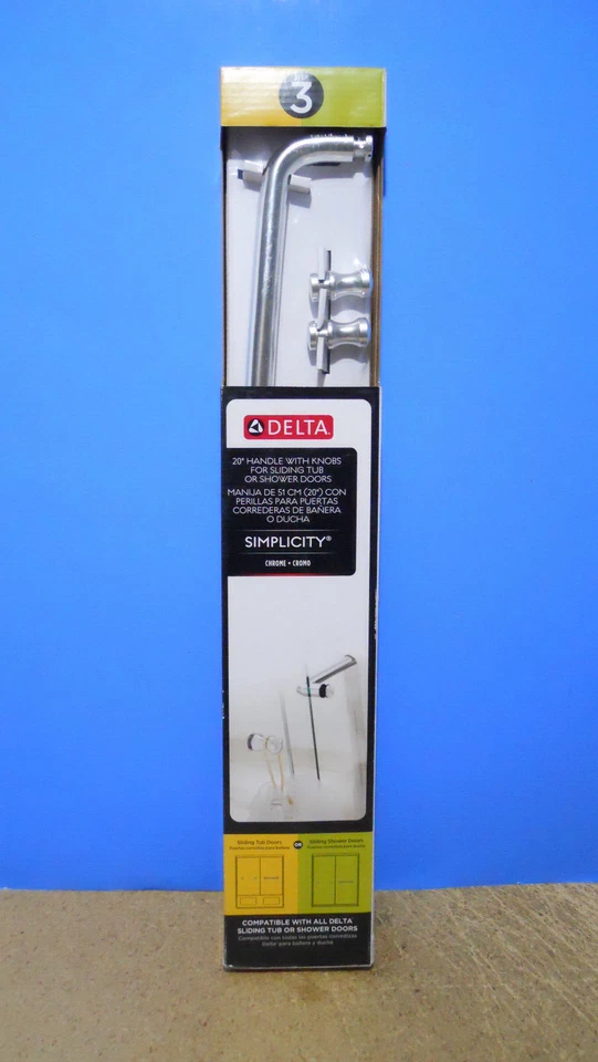 Delta Simplicity 20" Handle With Knobs for Sliding Shower Bathtub Door Chrome