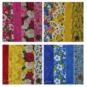 Paquete de tela de flores 4 telas de colores Patchwork Scraps decoración edredón tela €18/m - Imagen 1 de 5