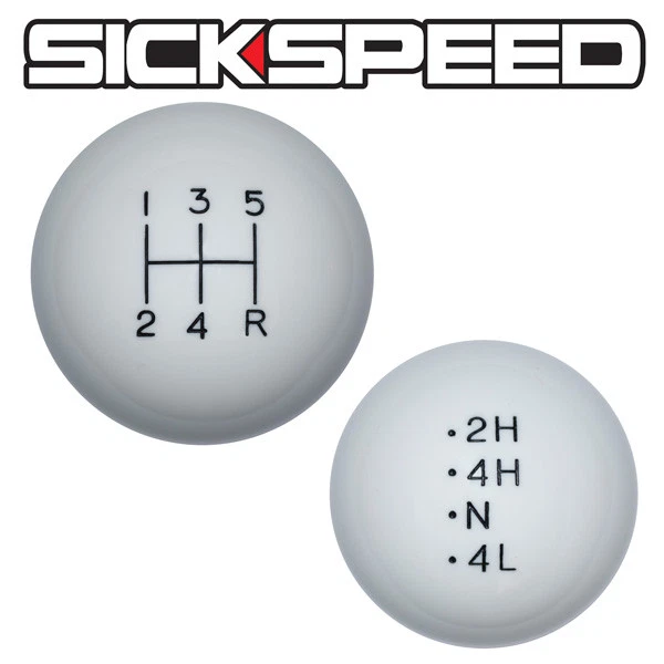 JUEGO DE PERILLA DE CAMBIO/CAJA DE TRANSFERENCIA BLANCA OL' SKOOL PARA PALANCA DE CAMBIOS DE 5 VELOCIDADES  Foto 1 de 1