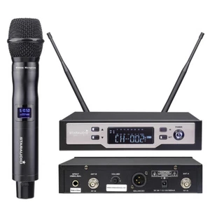 Sistema de micrófono inalámbrico dinámico de 1 canal UHF micrófono de mano de escenario micrófono de club IR - Imagen 1 de 12