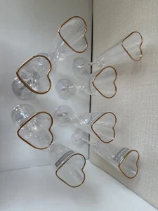 8 David Tutera Gold Heart Wedding Valentine Event Iridescent Champagne Glasses - Picture 1 of 5