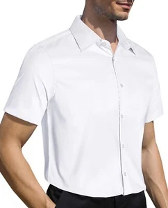 Short Sleeve Dress Shirts for Mens Formal Fit Button Down Shirts Wrinkle Free... - Picture 1 of 7