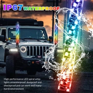 2PCS 1FT Lighted LED Whip Light Antenna RGB Chasing For RZR Can-am X3 UTV ATV - Picture 1 of 15
