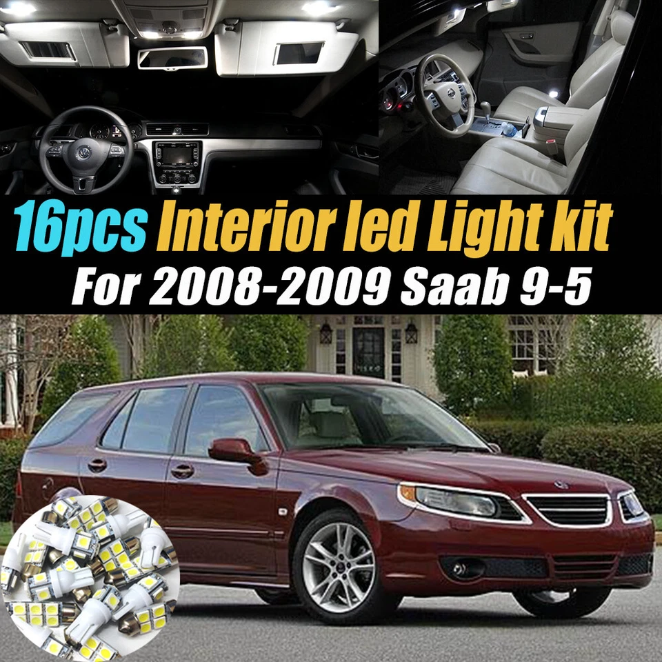16Pc Super White Car Interior LED Light Bulb Kit for 2008-2009 Saab 9-5 - Image 1 of 4