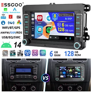 6+128G 8kern Für VW GOLF 5 6 Touran Tiguan Autoradio DSP Android 14 Carplay GPS - Bild 1 von 18