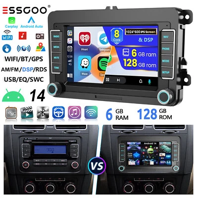6+128G 8kern Für VW GOLF 5 6 Touran Tiguan Autoradio DSP Android 14 Carplay GPS - Bild 1 von 4