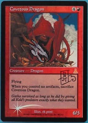 Covetous Dragon FOIL Urza's Destiny NM ARTIST ALTERED SIGNED (409573) ABUGames - Image 1 of 2