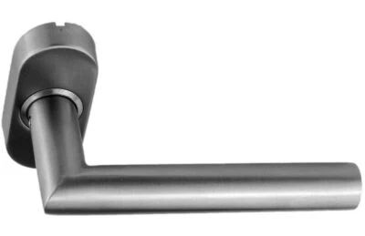 WERO Edelstahl Haustür Innendrücker auf Ovalrosette Gehrungsform 12634