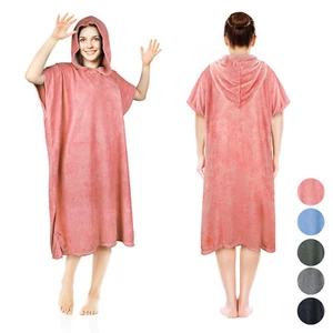 Microfiber Beach Surf Poncho Surfing Wetsuit Changing Hoodie Towel Robe Bathrobe - Picture 1 of 8