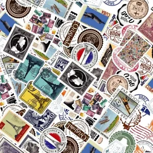 50 Luggage Suitcase Stamp Vinyl Stickers Vintage City Names World Travel UK NEW - Picture 1 of 12