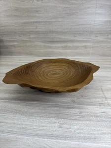 Vintage MCM Holz Schale natur Dekoschale Art Deco rustikal handgeschnitzt signiert - Bild 1 von 20