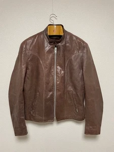 SCHOTT 70s Vintage Made in USA Brown Leather Single Rider Fur Liner Jacket XL - Picture 1 of 24