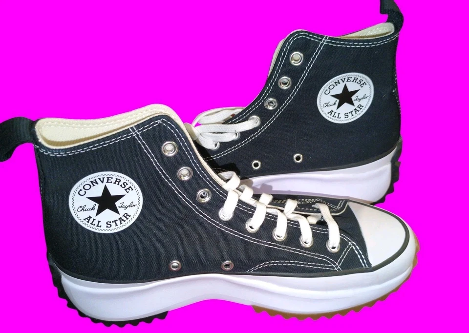 Converse Run Star Platform Hi Black White shoes sneakers women's 10 men's 8.5 - Image 1 of 4