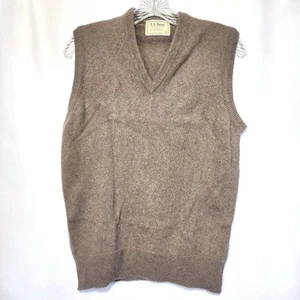 L.L. Bean Vintage Women's Sz M Mink Fur Wool Sweater Vest Tan V-Neck USA Made. - Picture 1 of 9
