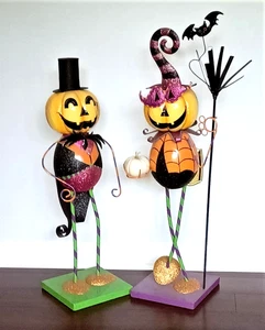 Buntes Halloween 3' Metall ausgefallenes Kürbiskopf Käfer Paar - Bild 1 von 6