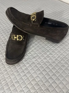 Salvatore Ferragamo loafers Dark Brown Suede Size 7 - Picture 1 of 15