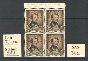 TC_1004. TRIESTE. Block of variety overprint 1948 DONIZZETTI stamp. Sc. 34. MNH - Picture 1 of 1