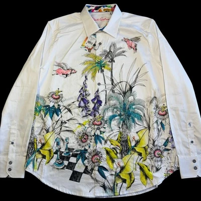 Camisa Robert Graham When Pigs Fly Para Hombres XL Manga Larga Blanca Bordada Nueva con Etiquetas $348 Foto 1 de 4