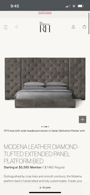 Restauración Hardware Modena Cuero Diamante Plataforma Mechona Cama Usado Grande Foto 1 de 4