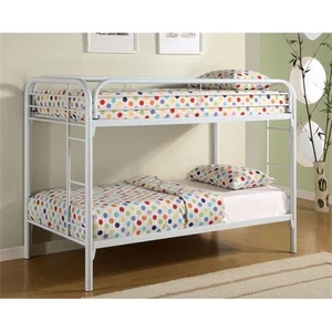 Coaster Morgan Modern Twin over Twin Metal Bunk Bed in White Finish - Picture 1 of 2