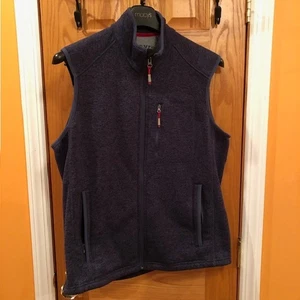 ORVIS Mens Textured Fleece Vest Full Zip Pockets Blue Size Large Outdoor Gear - Picture 1 of 11