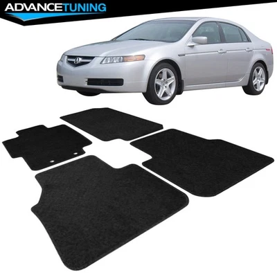 Fits 04-08 Acura TL Sedan 4-Door Black Nylon Front & Rear Car Floor Mats - 4PCS - Imagem 1 de 4