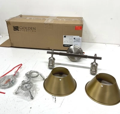 Iluminación dorada Orwell 18,25 pulgadas Estaño 2 luces + bronce champán cepillado *LEER Foto 1 de 4