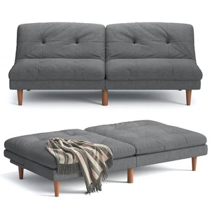 Futon Sofa Bed Modern Linen Couch Convertible Folding Futon Reclining Sleeper... - Picture 1 of 7