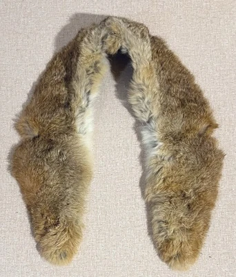 Vintage Genuine Rabbit Fur Notched Collar Beige Lined 1960s - Image 1 of 4