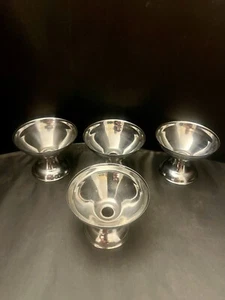 Set of 4 Sherbet Stainless Steel Holders for Depression Glass - Picture 1 of 6